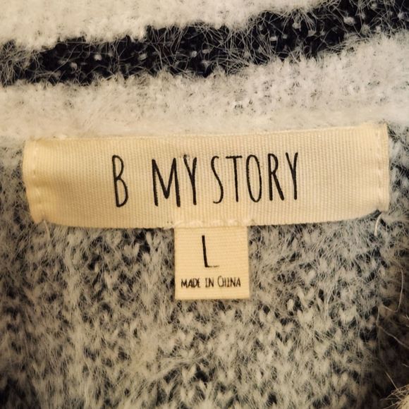 Zebra Sweater Mock Neck, Size Large - B My Story, Super Soft and Fuzzy - Picture 7 of 9